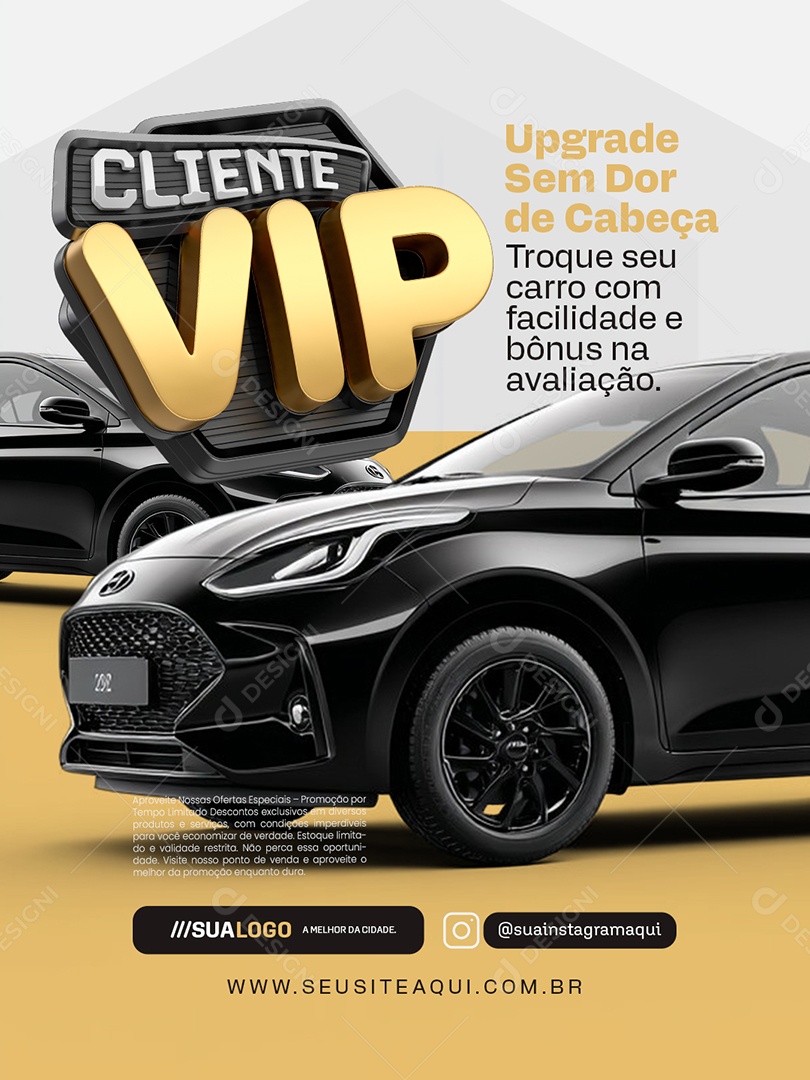 Cliente Vip Concessionária Upgrade Sem Dor de Cabeça Social Media PSD Editável