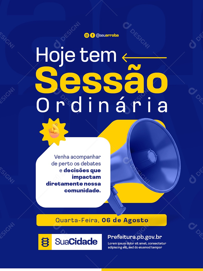 Política Hoje Tem Sessão Ordinária Social Media PSD Editável