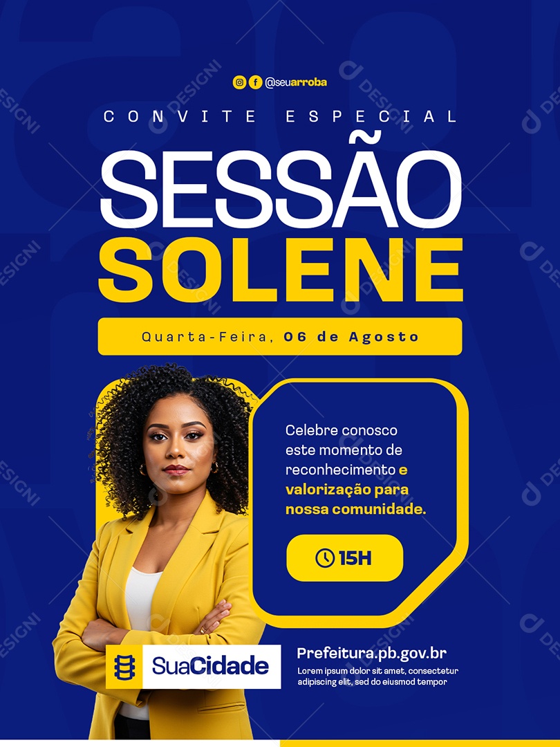 Política Convite Especial Sessão Solene Social Media PSD Editável