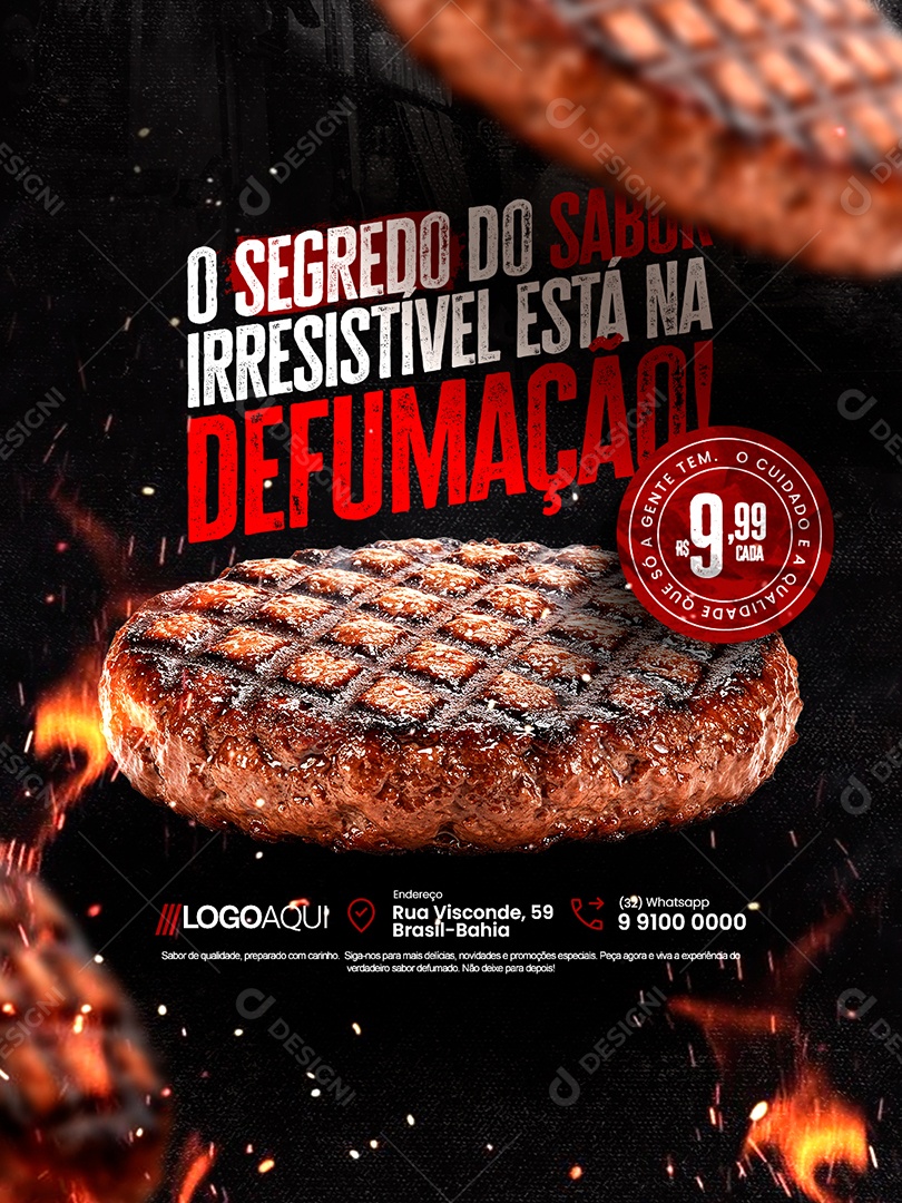 Açougue O Segredo do Sabor Irresitível Está na Defumação Social Media PSD Editável