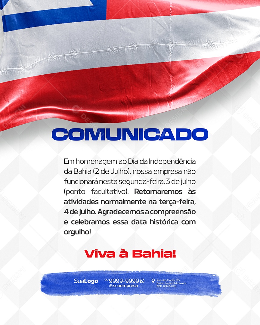 Comunicado Independência da Bahia Social Media PSD Editável