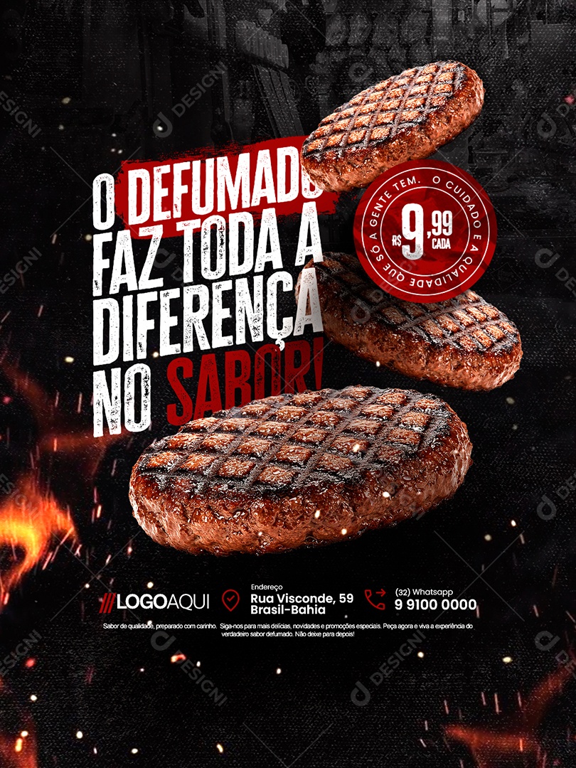 Açougue O Defumado Faz Toda a Diferença no Sabor Social Media PSD Editável