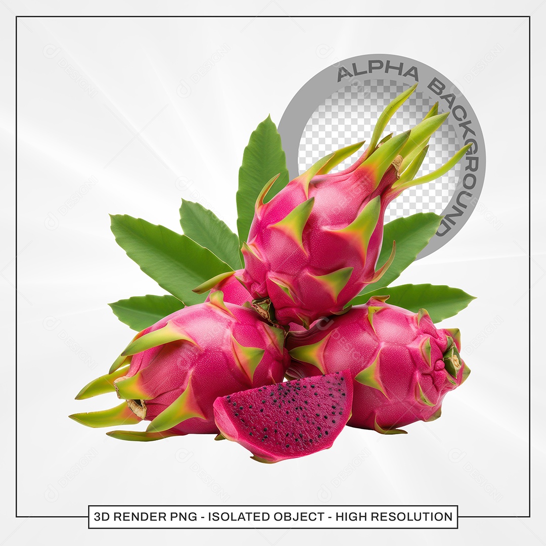 Pitaias Elemento 3D Para Composição PSD