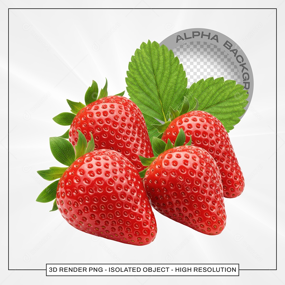 Morangos Elemento 3D Para Composição PSD