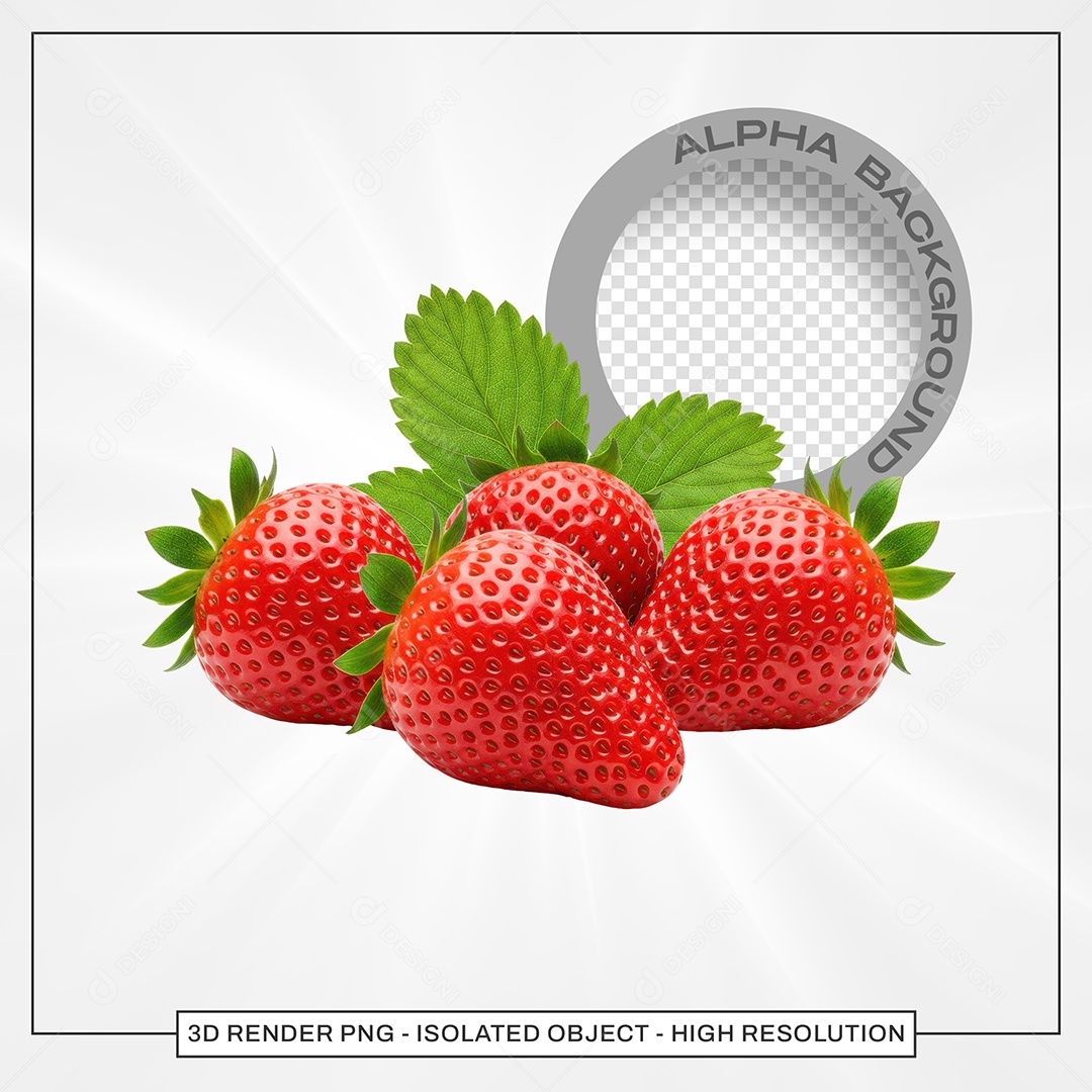 Morangos Elemento 3D Para Composição PSD