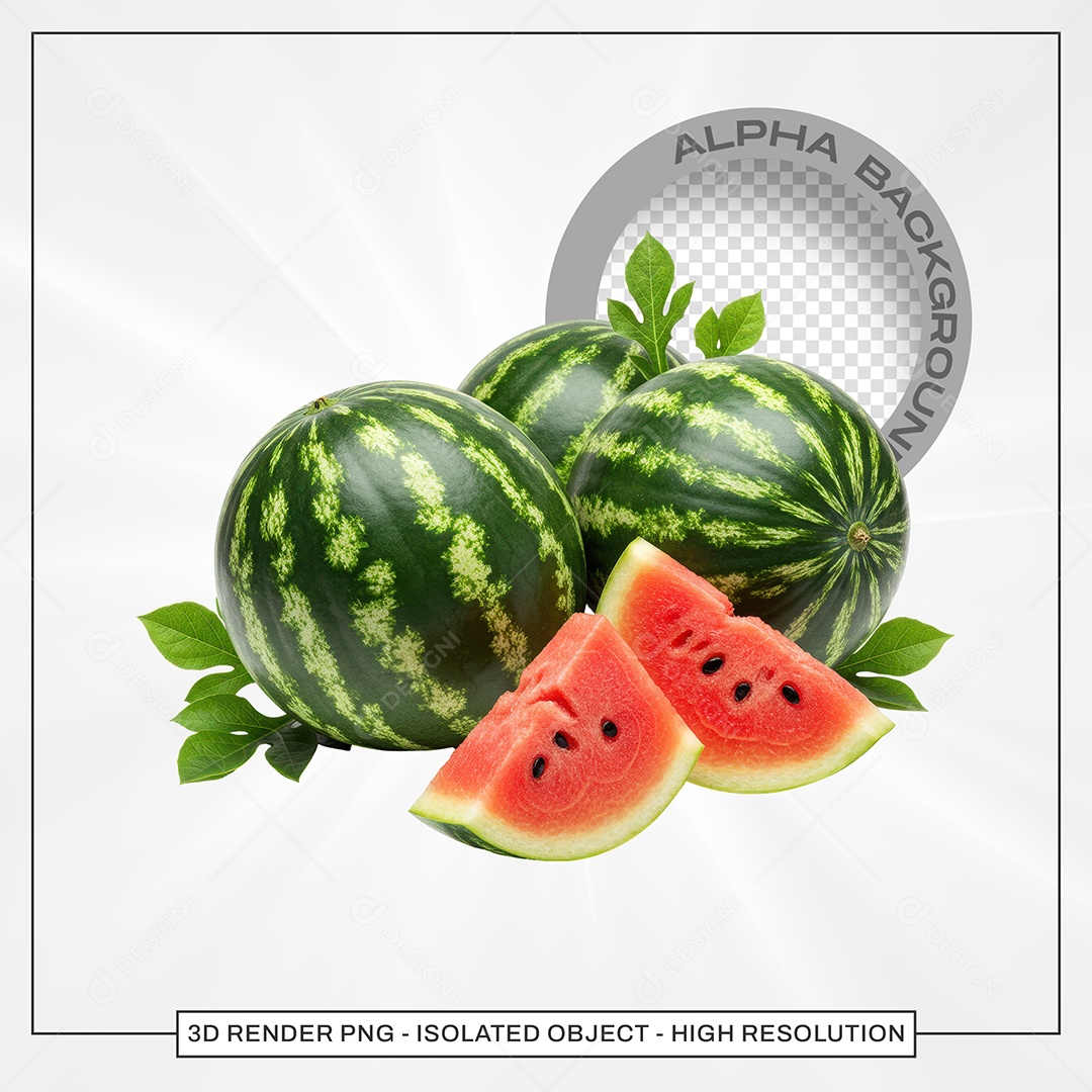 Melancia Madura Elemento 3D Para Composição PSD