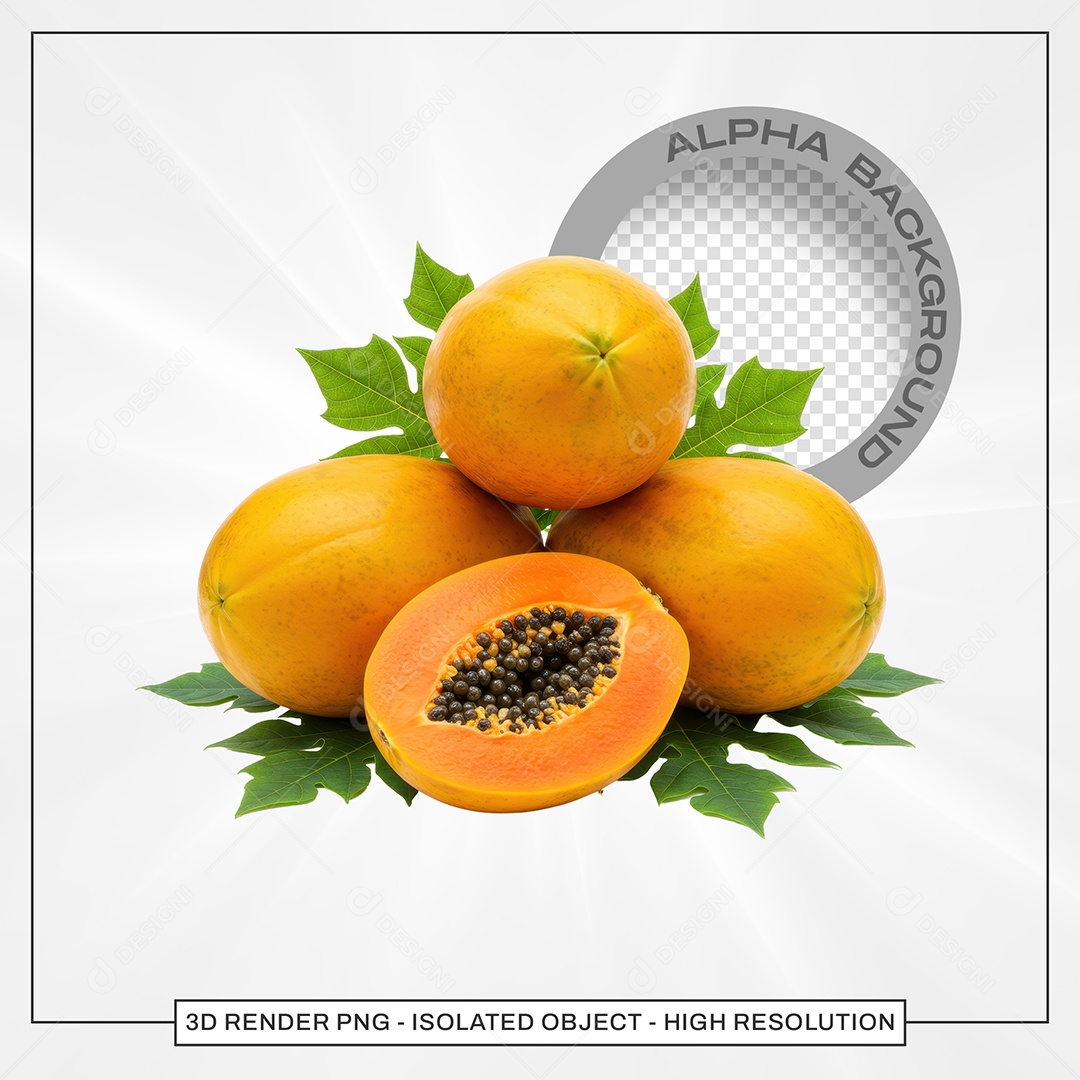 Mamão Maduros Elemento 3D Para Composição PSD