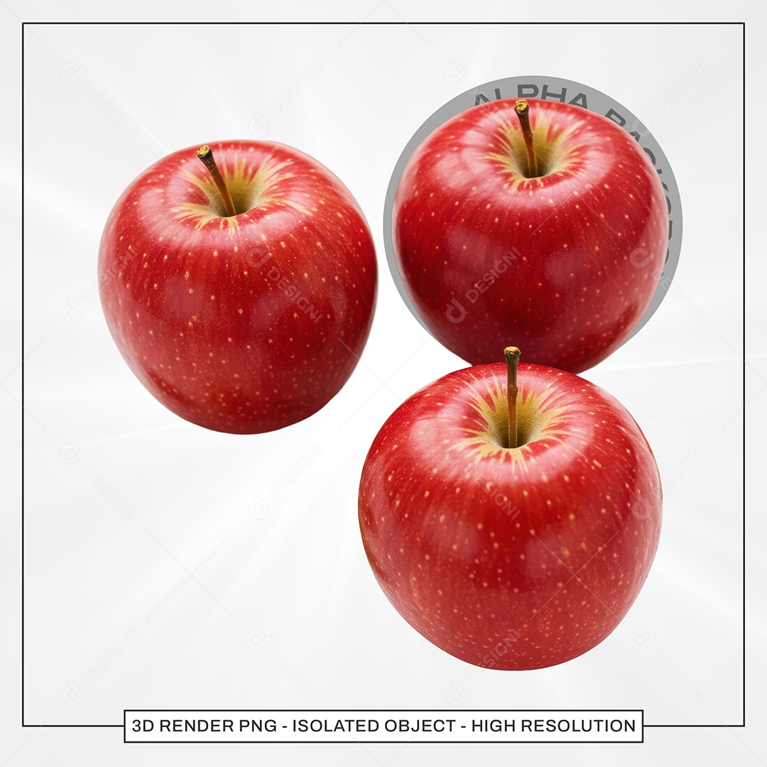 Maçãs Vermelhas Maduras Elemento 3D Para Composição PSD