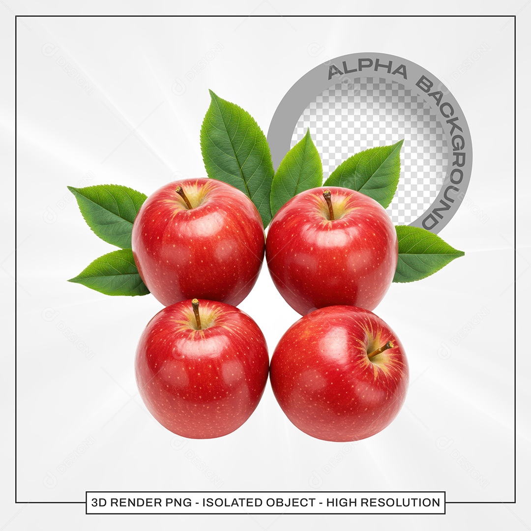 Maçãs Vermelhas Maduras Elemento 3D Para Composição PSD