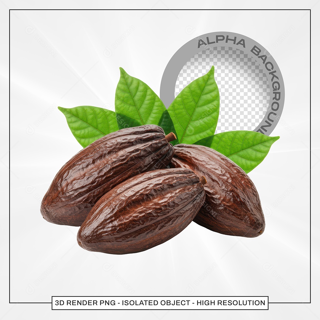 Cacau Maduro Elemento 3D Para Composição PSD