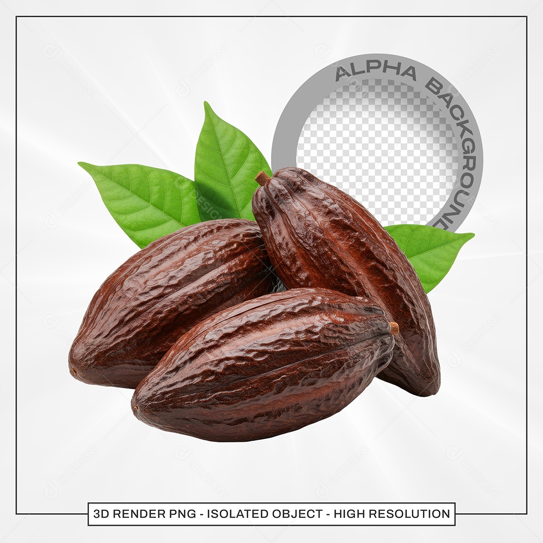 Cacau Maduro Elemento 3D Para Composição PSD