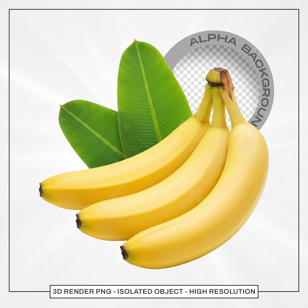 Bananas Maduras Elemento 3D Para Composição PSD
