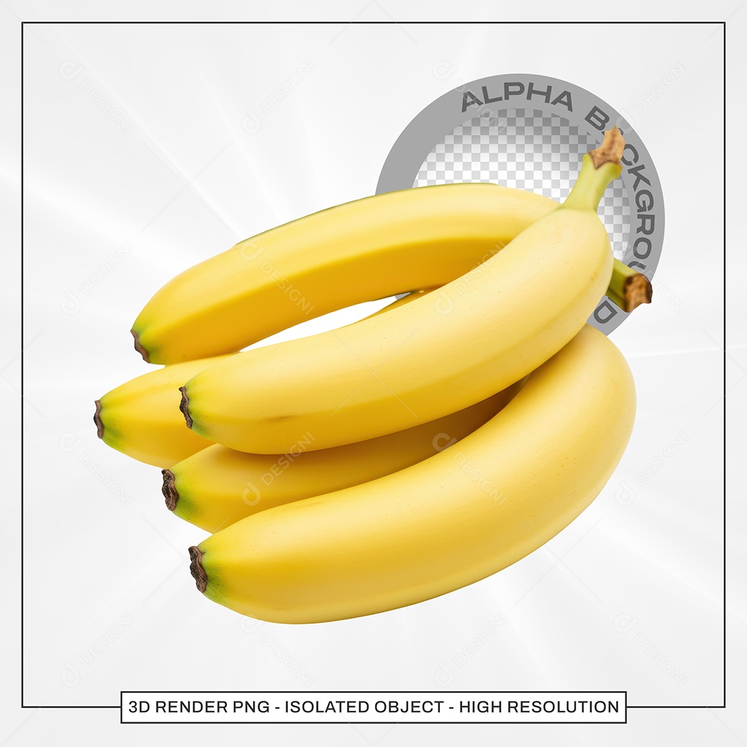 Bananas Maduras Elemento 3D Para Composição PSD