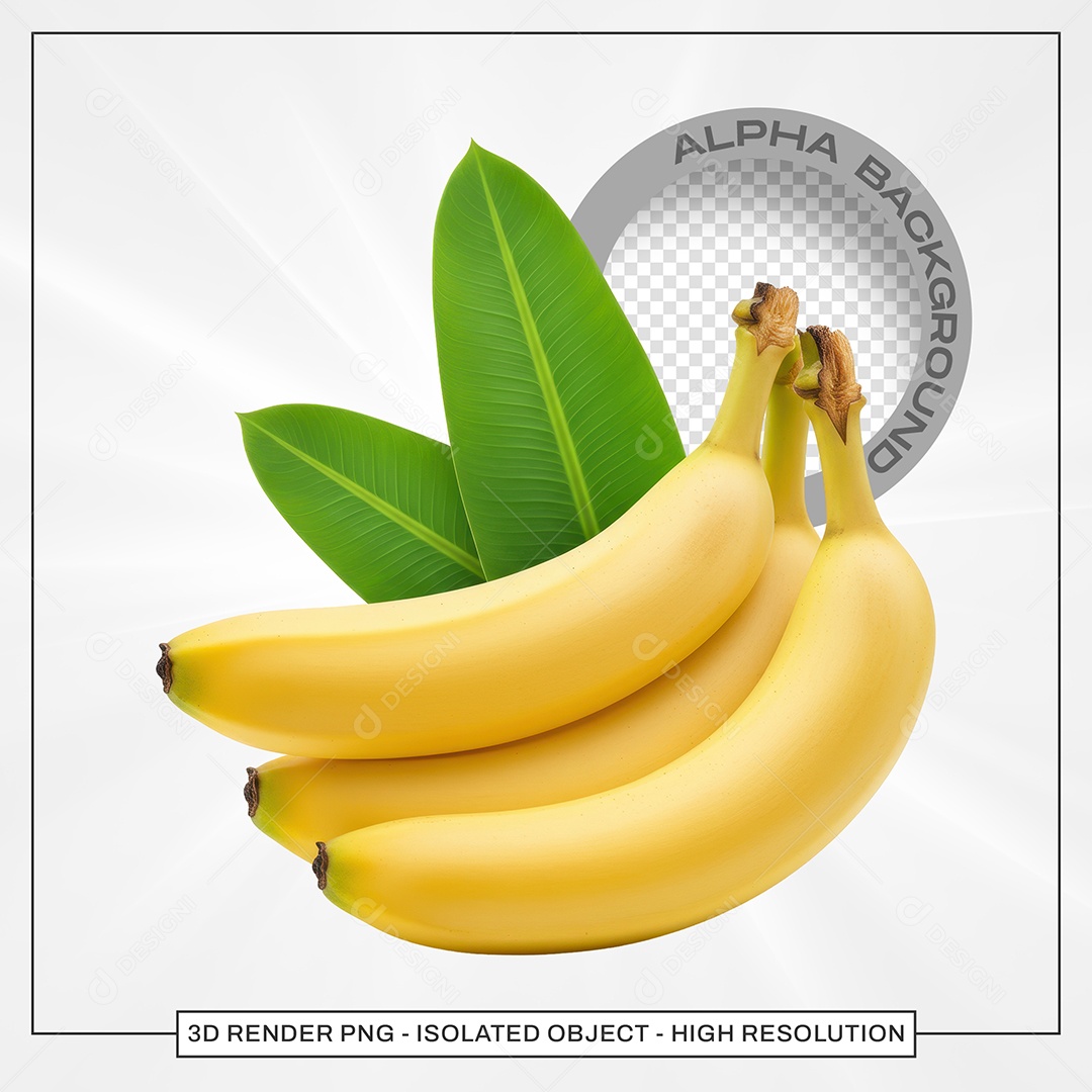 Bananas Maduras Elemento 3D Para Composição PSD
