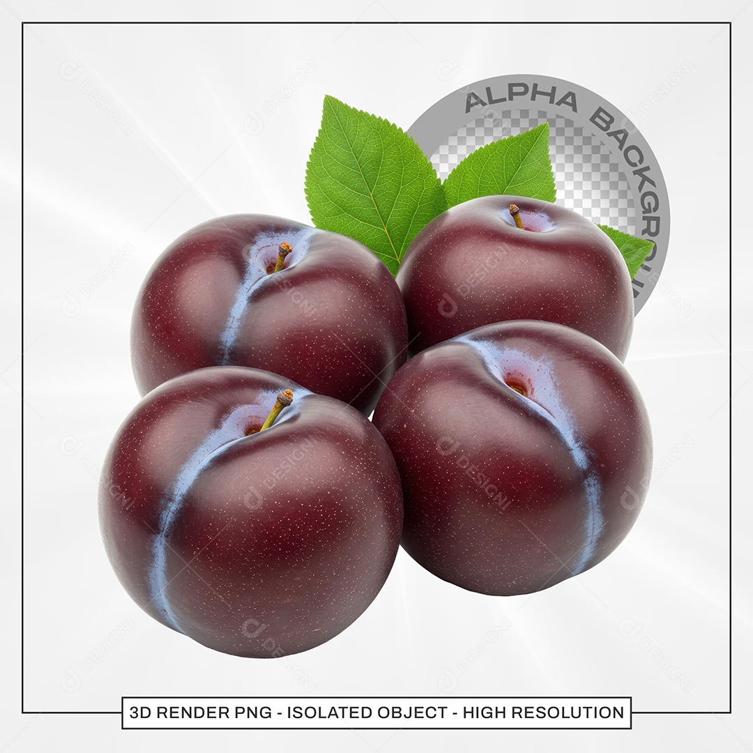 Ameixas Maduras Elemento 3D Para Composição PSD