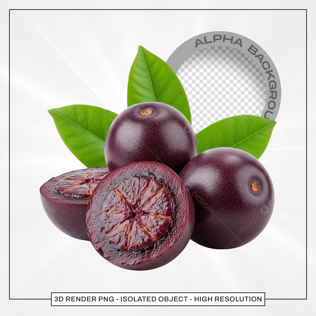 Açai Fruta Elemento 3D Para Composição PSD