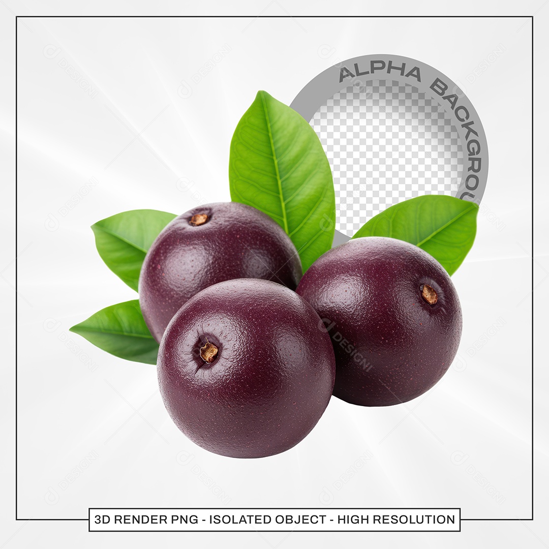 Açai Fruta Elemento 3D Para Composição PSD