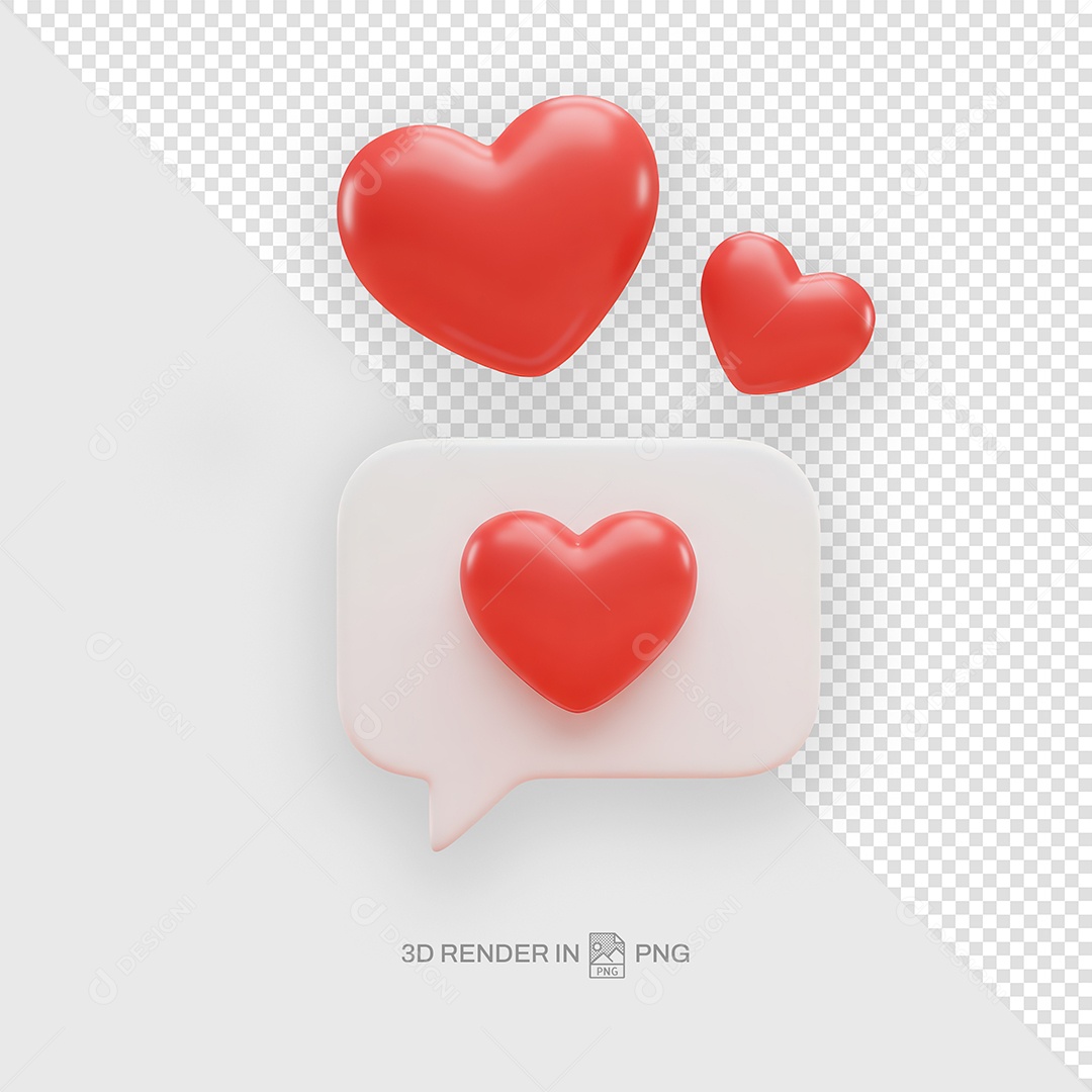 Corações Vermelhos Elemento 3D Para Composição PSD