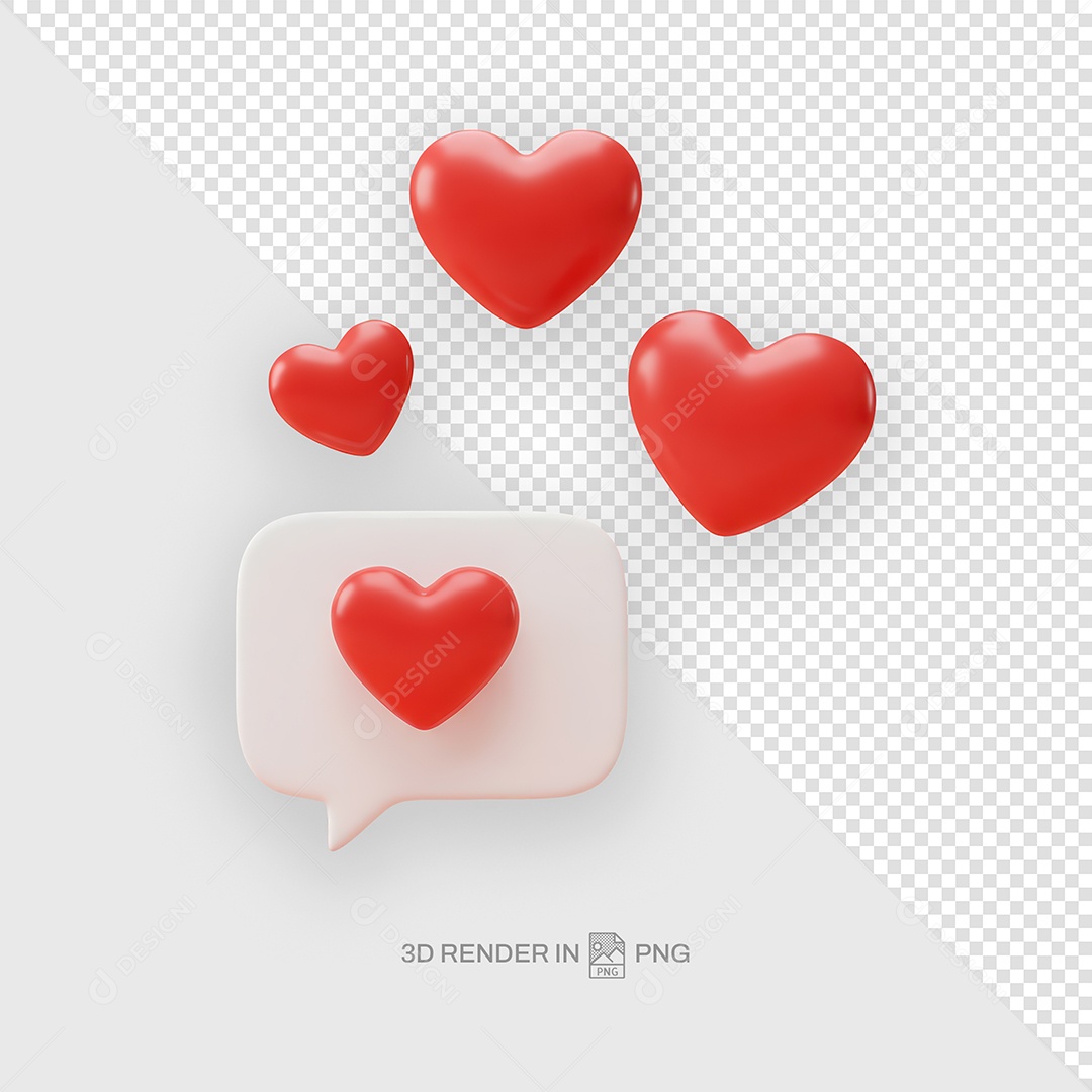 Corações Vermelhos Elemento 3D Para Composição PSD