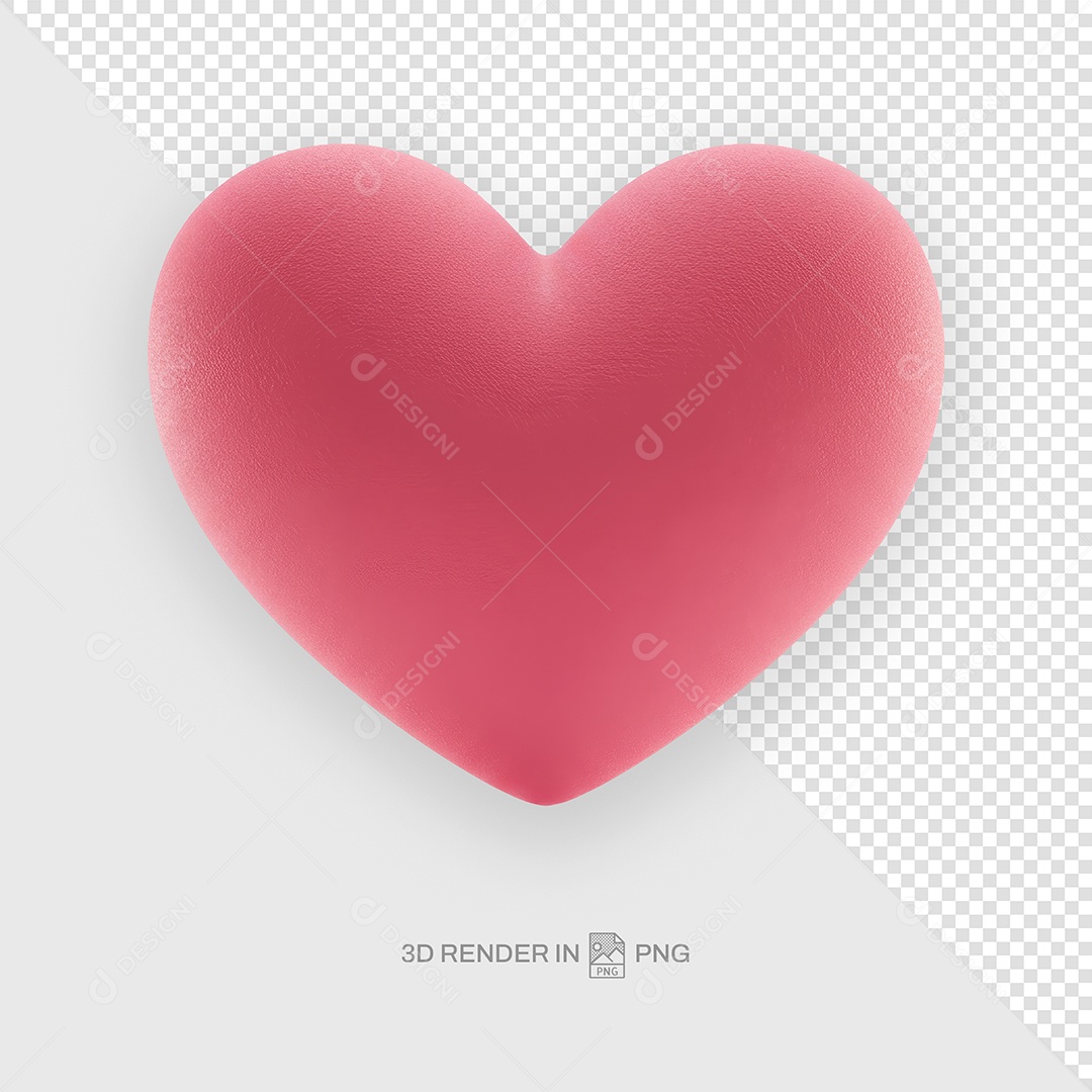 Coração Rosa Elemento 3D Para Composição PSD