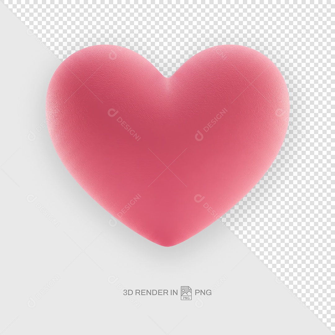 Coração Rosa Elemento 3D Para Composição PSD
