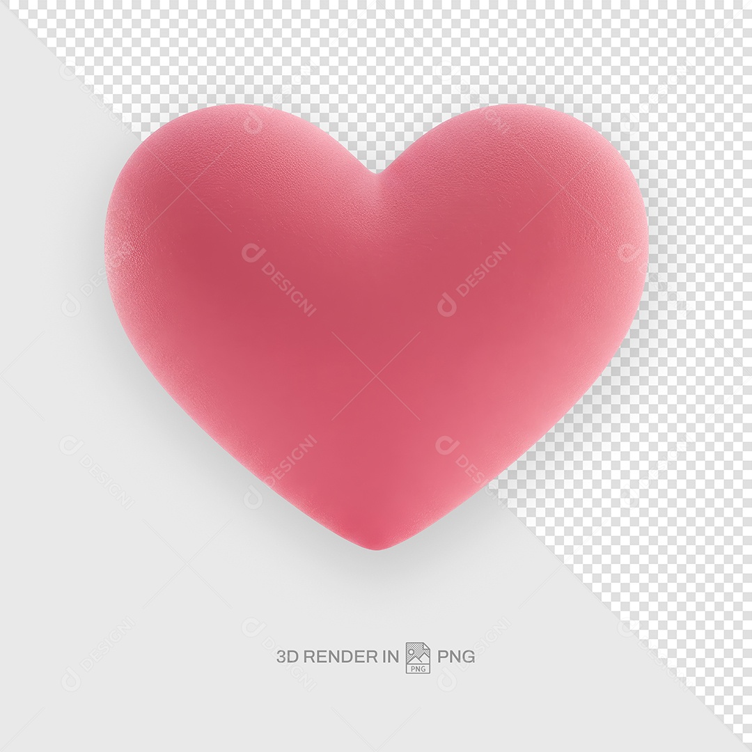 Coração Rosa Elemento 3D Para Composição PSD