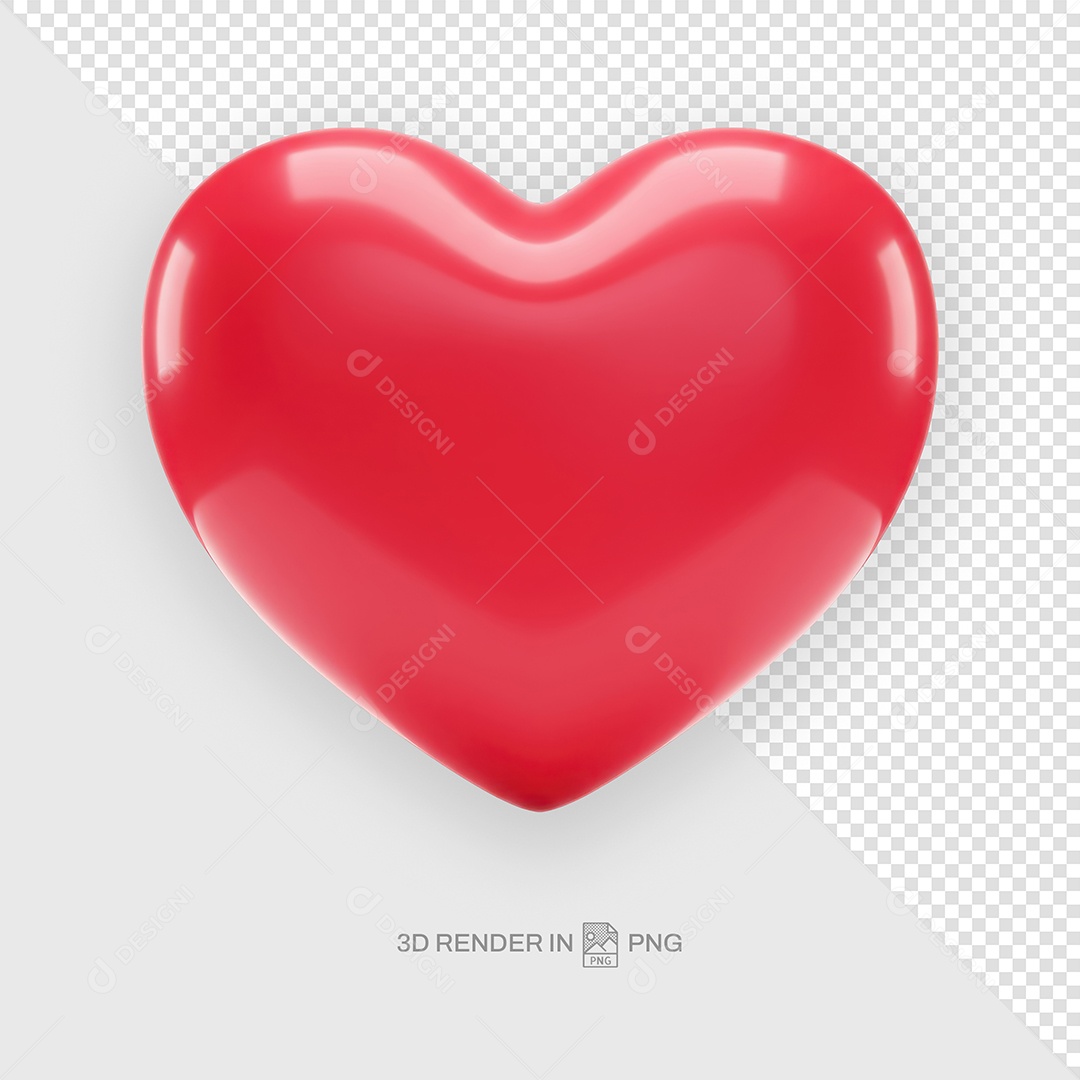 Coração Vermelho Elemento 3D Para Composição PSD