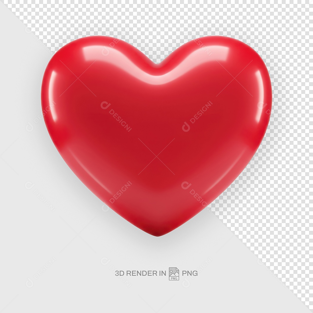 Coração Vermelho Elemento 3D Para Composição PSD