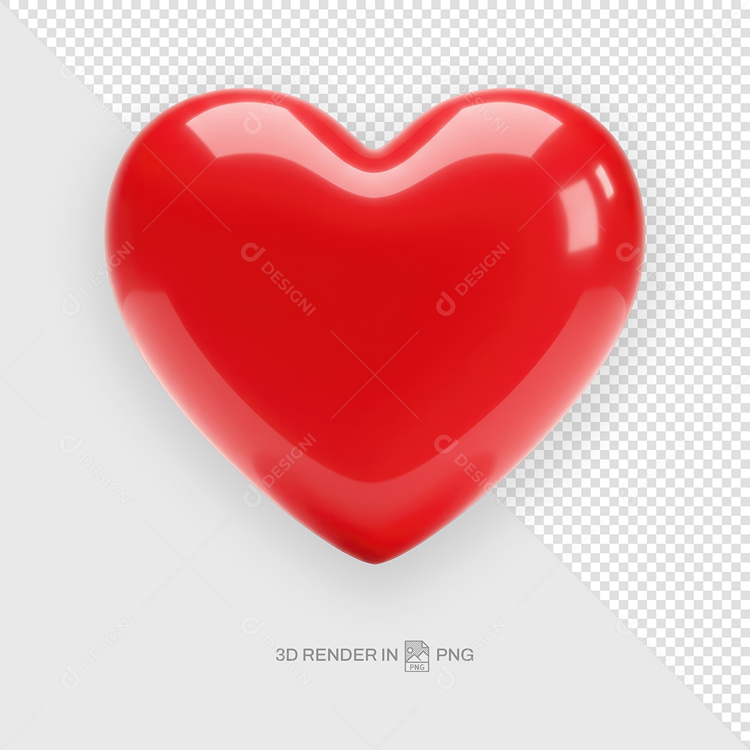 Coração Vermelho Elemento 3D Para Composição PSD