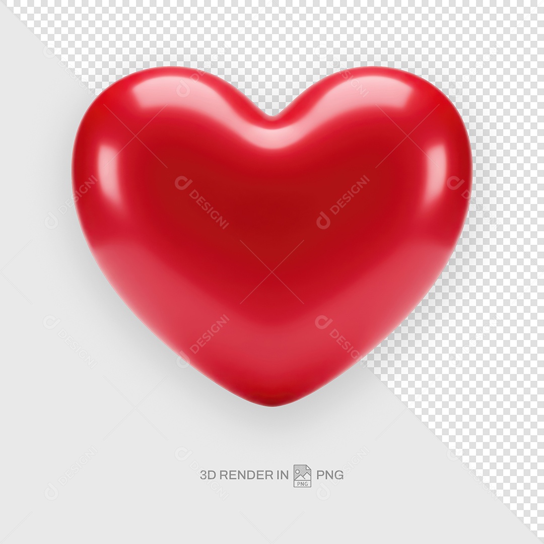 Coração Vermelho Elemento 3D Para Composição PSD