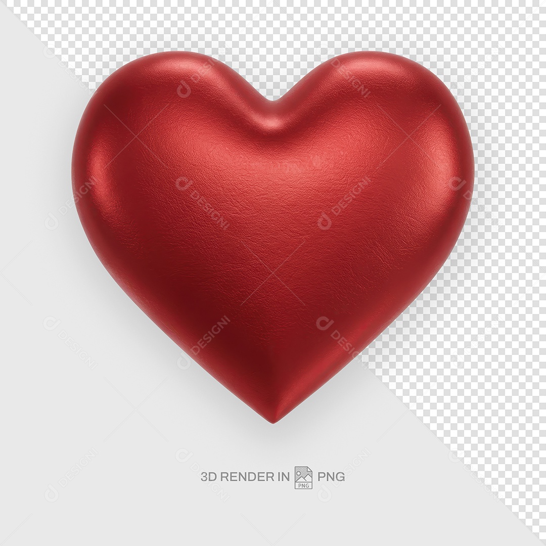 Coração Vermelho Elemento 3D Para Composição PSD