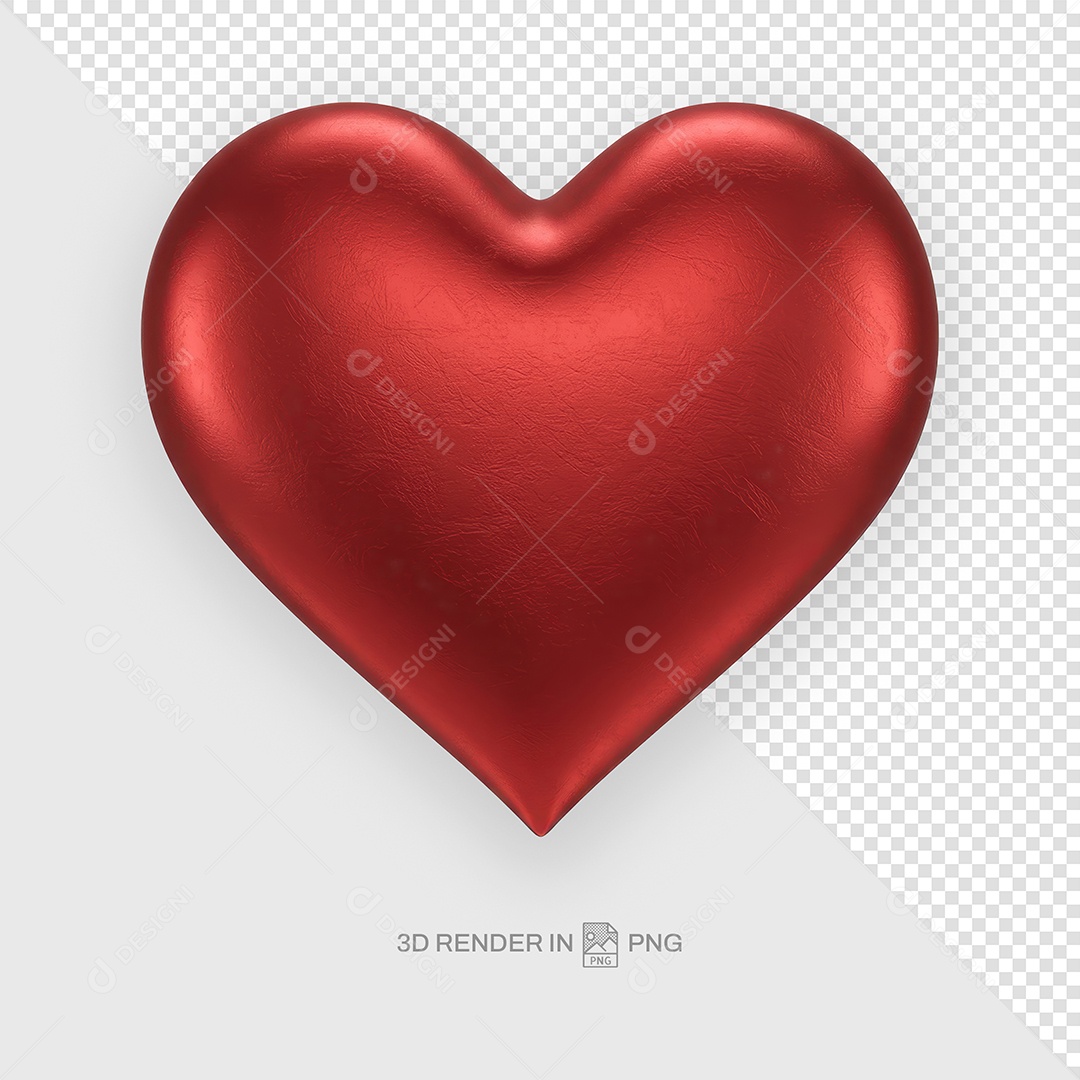 Coração Vermelho Elemento 3D Para Composição PSD