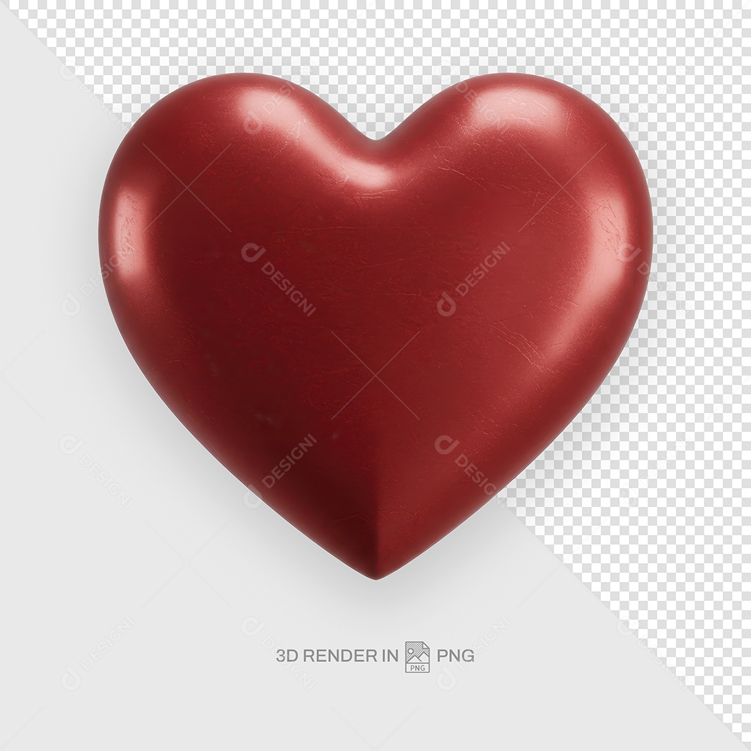 Coração Vermelho Elemento 3D Para Composição PSD
