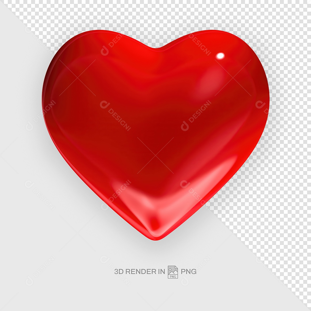 Coração Vermelho Elemento 3D Para Composição PSD
