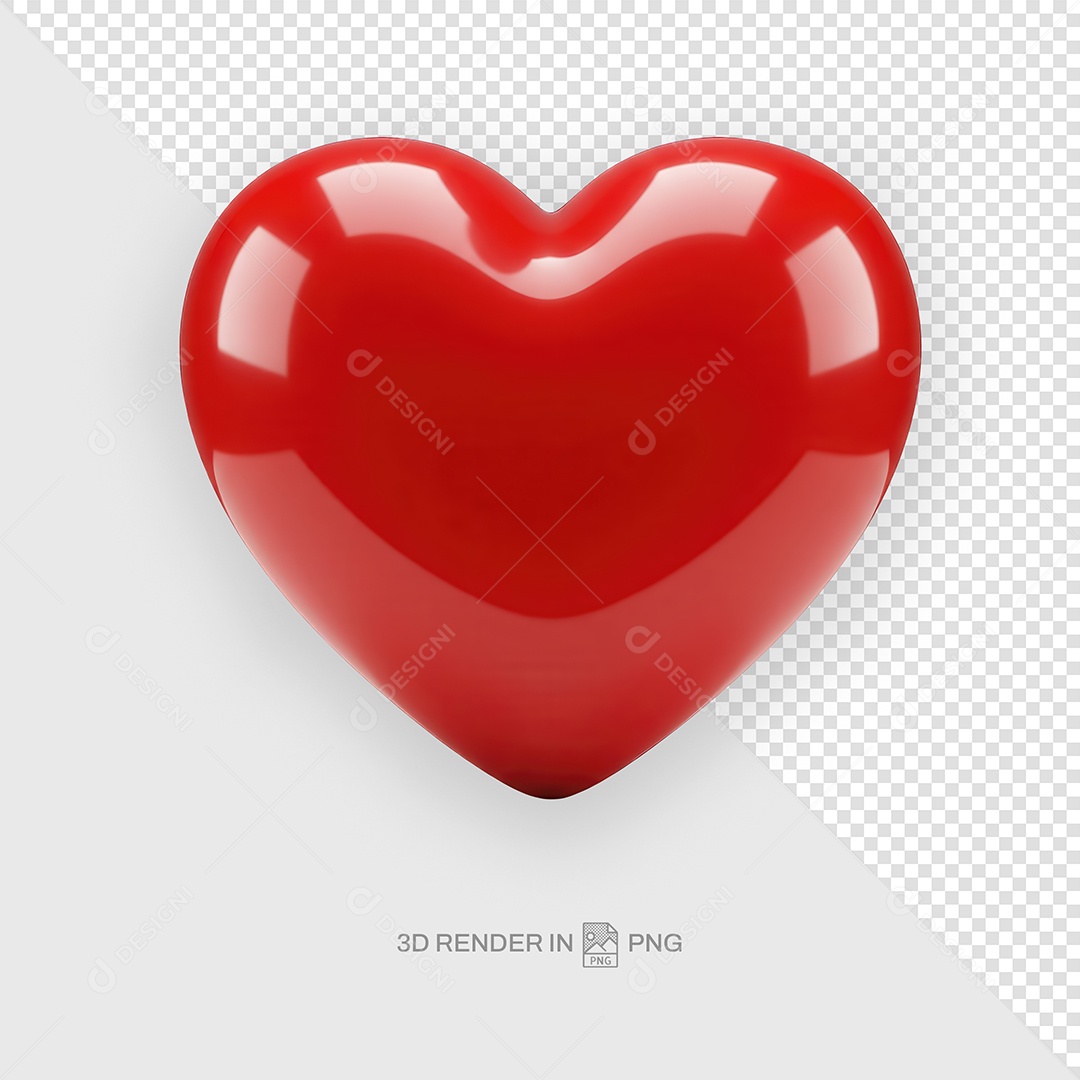 Coração Vermelho Elemento 3D Para Composição PSD