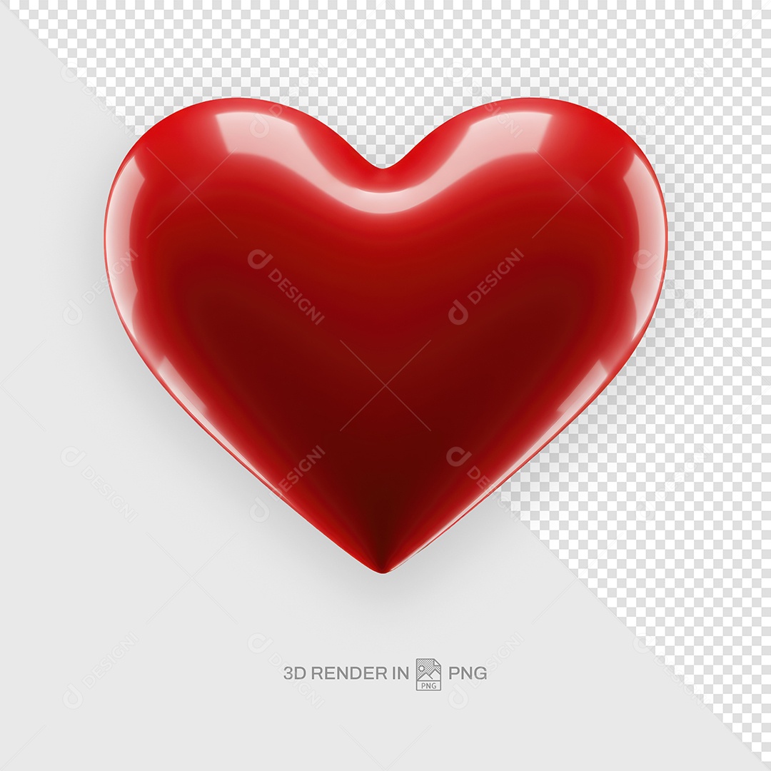 Coração Vermelho Elemento 3D Para Composição PSD