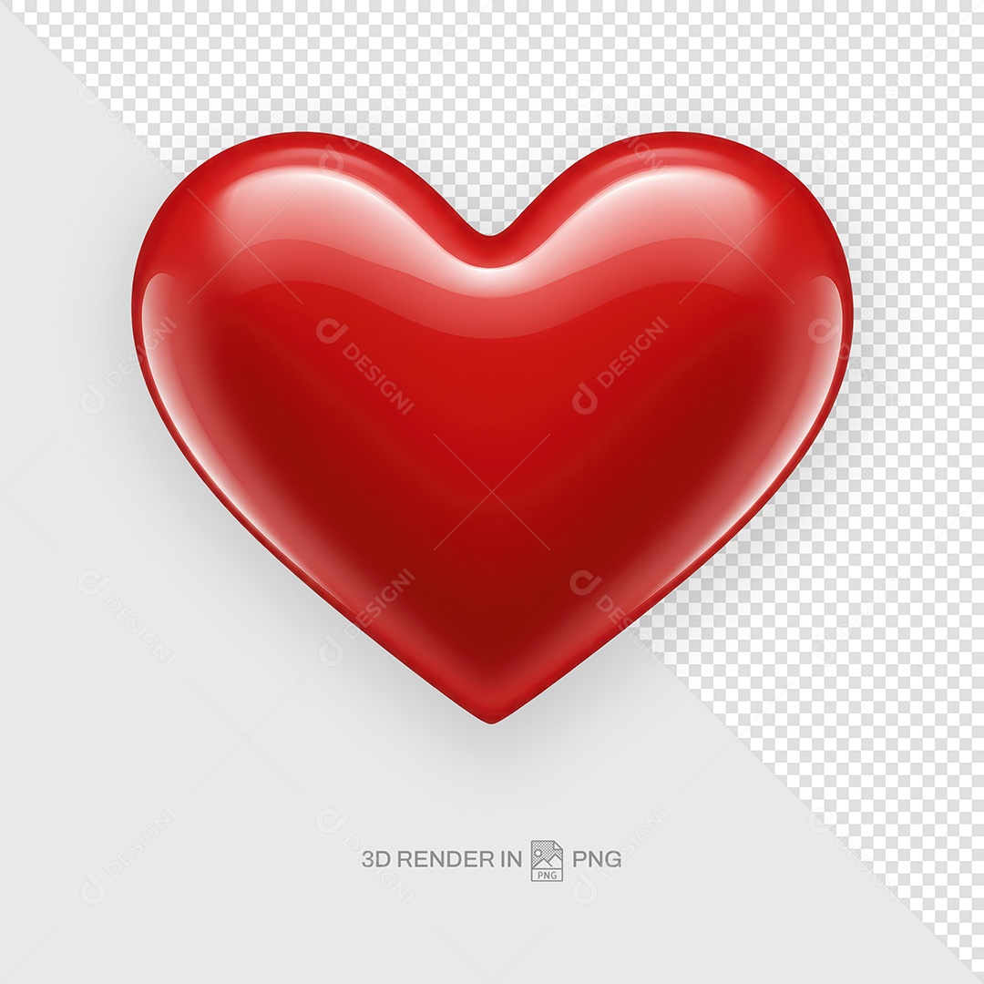 Coração Vermelho Elemento 3D Para Composição PSD