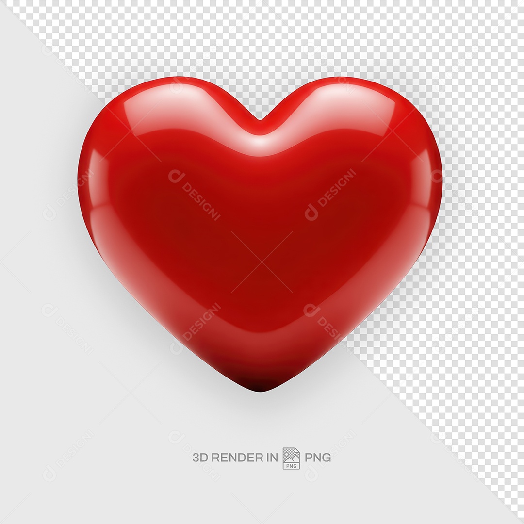 Coração Vermelho Elemento 3D Para Composição PSD