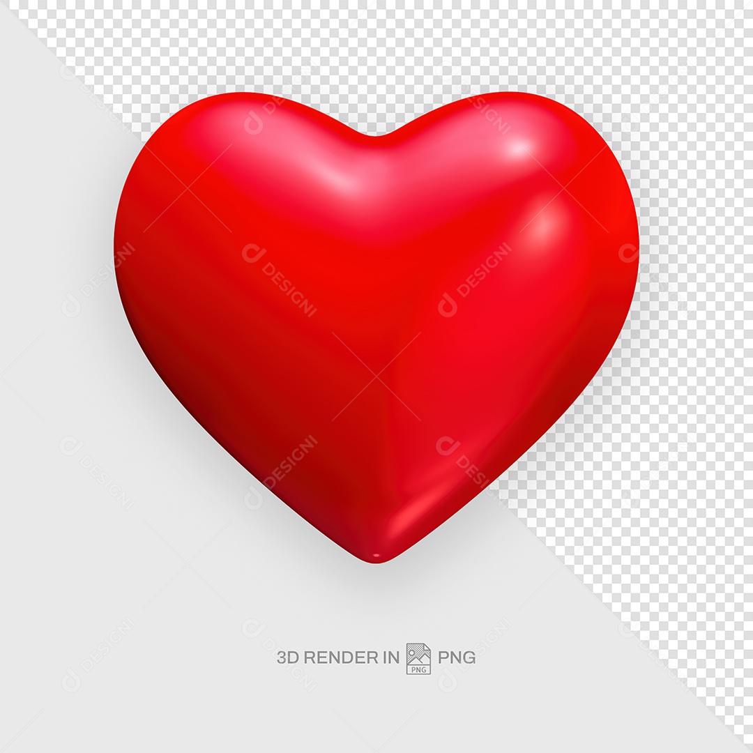 Coração Vermelho Elemento 3D Para Composição PSD