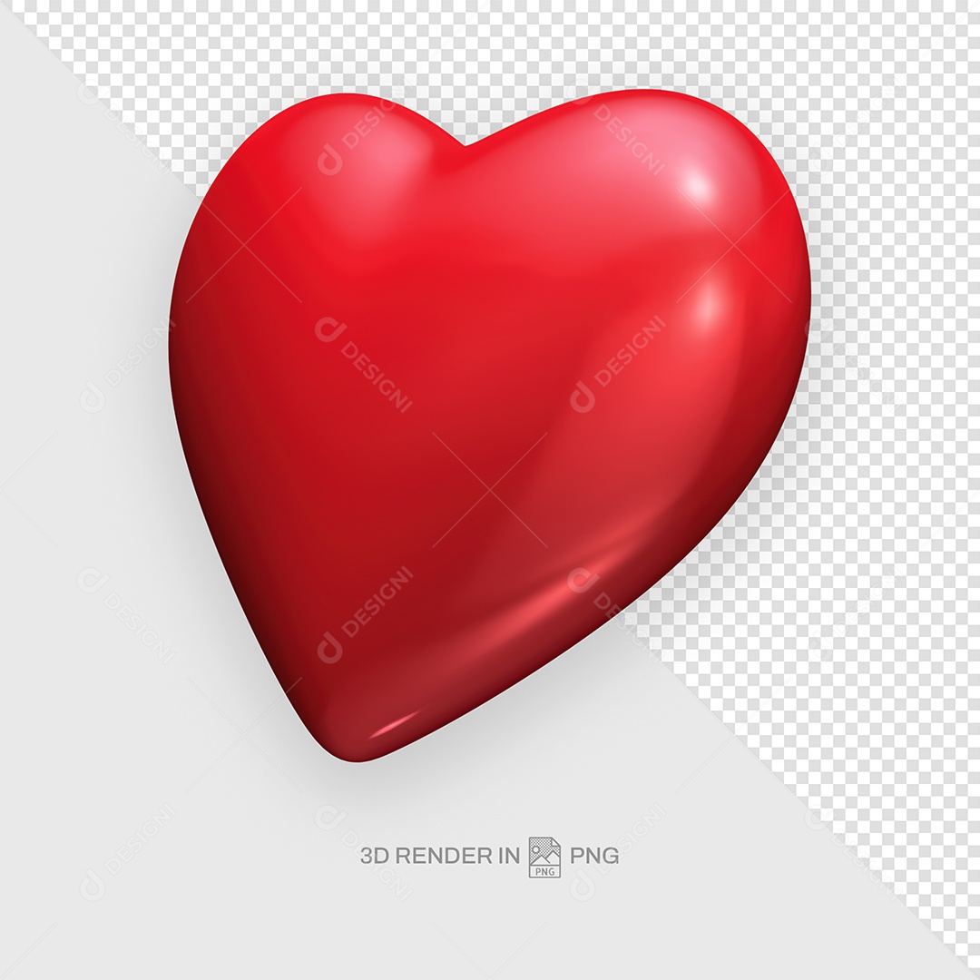 Coração Vermelho Elemento 3D Para Composição PSD