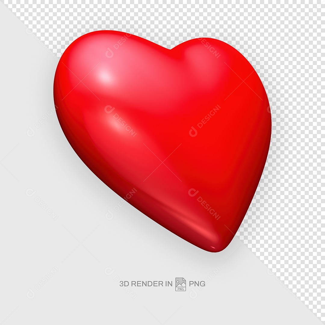 Coração Vermelho Elemento 3D Para Composição PSD