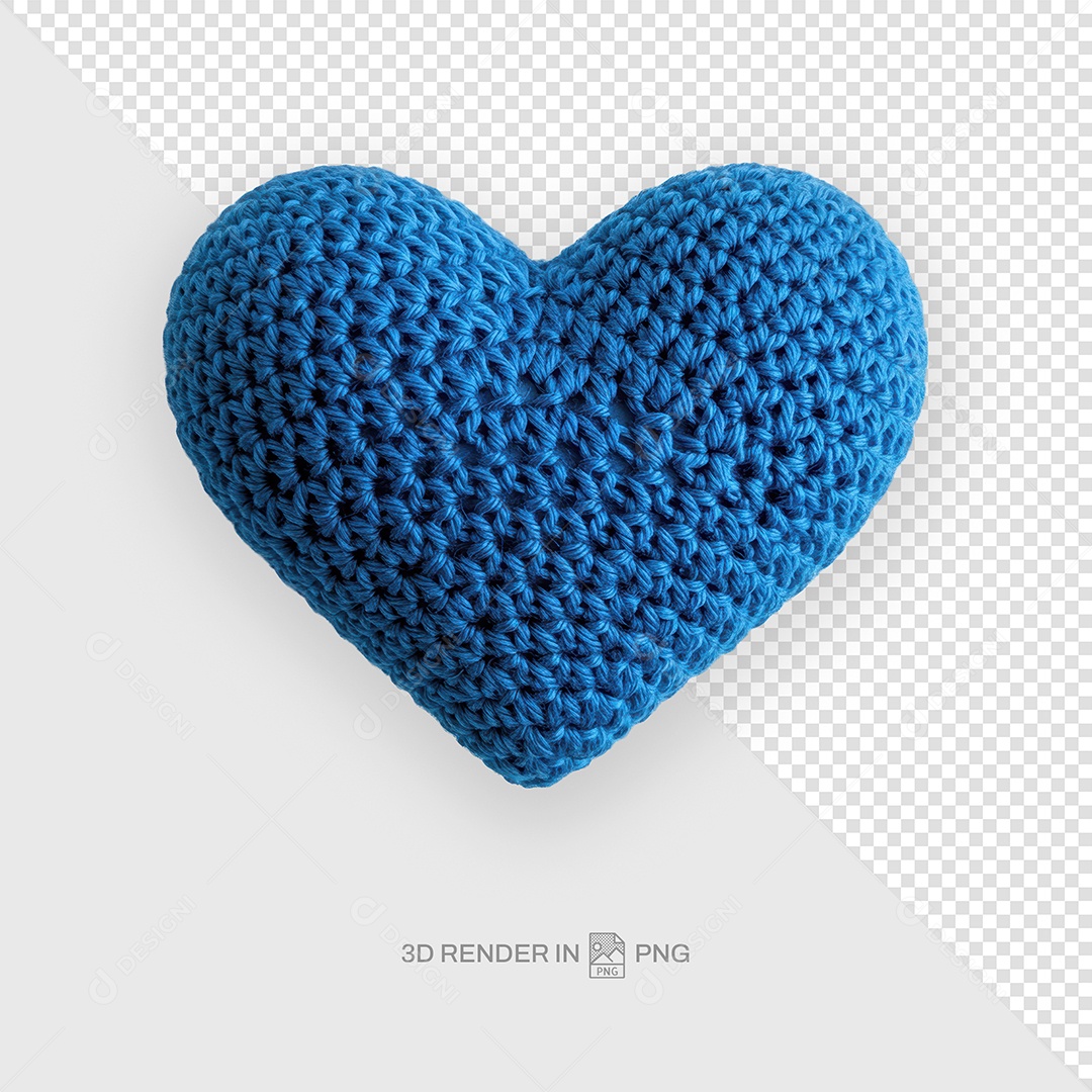 Coração Azul Elemento 3D Para Composição PSD