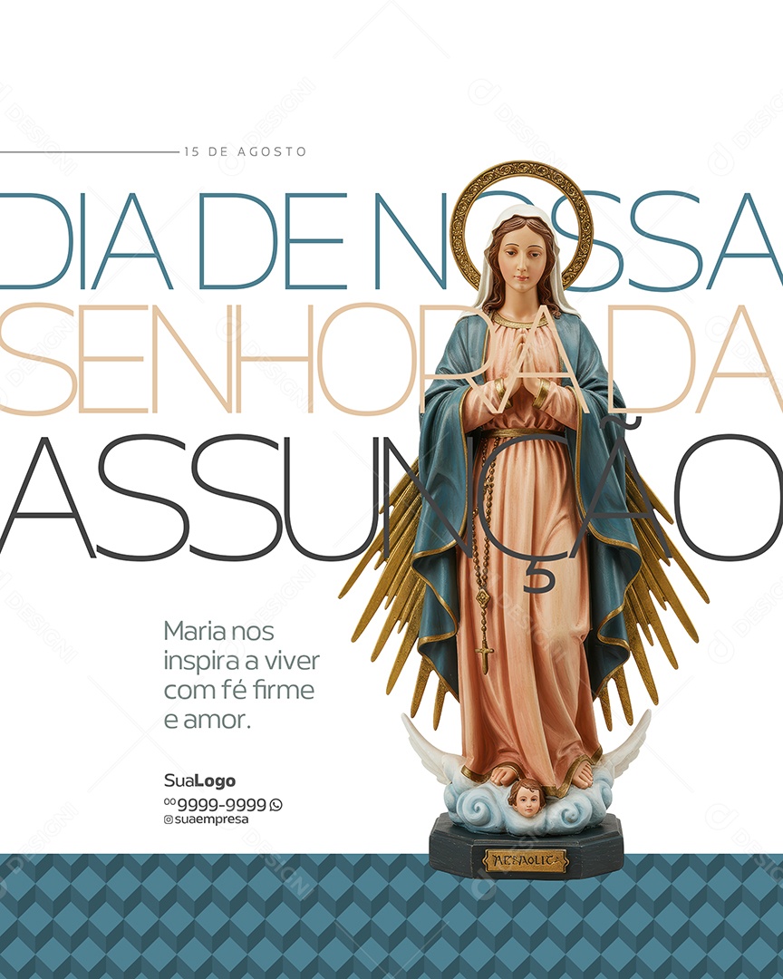 Dia de Nossa Senhora Assunção 15 de Agosto Social Media PSD Editável