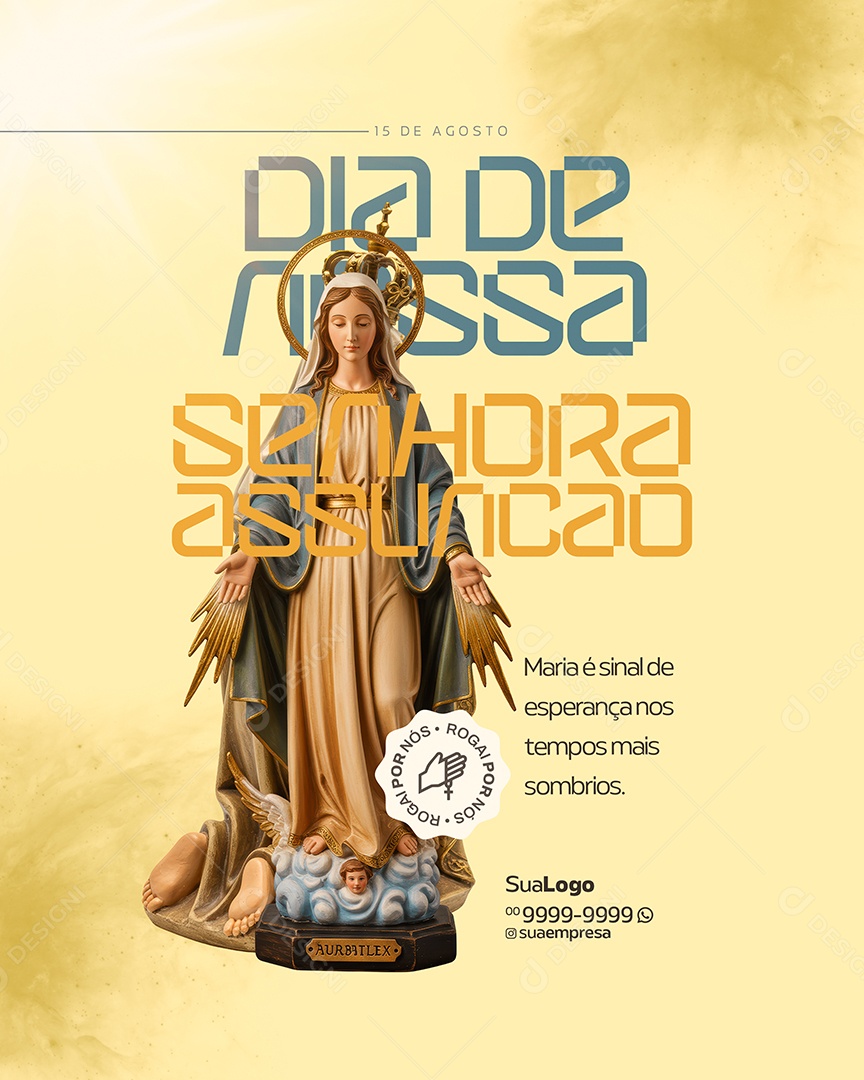 Dia de Nossa Senhora Assunção 15 de Agosto Social Media PSD Editável