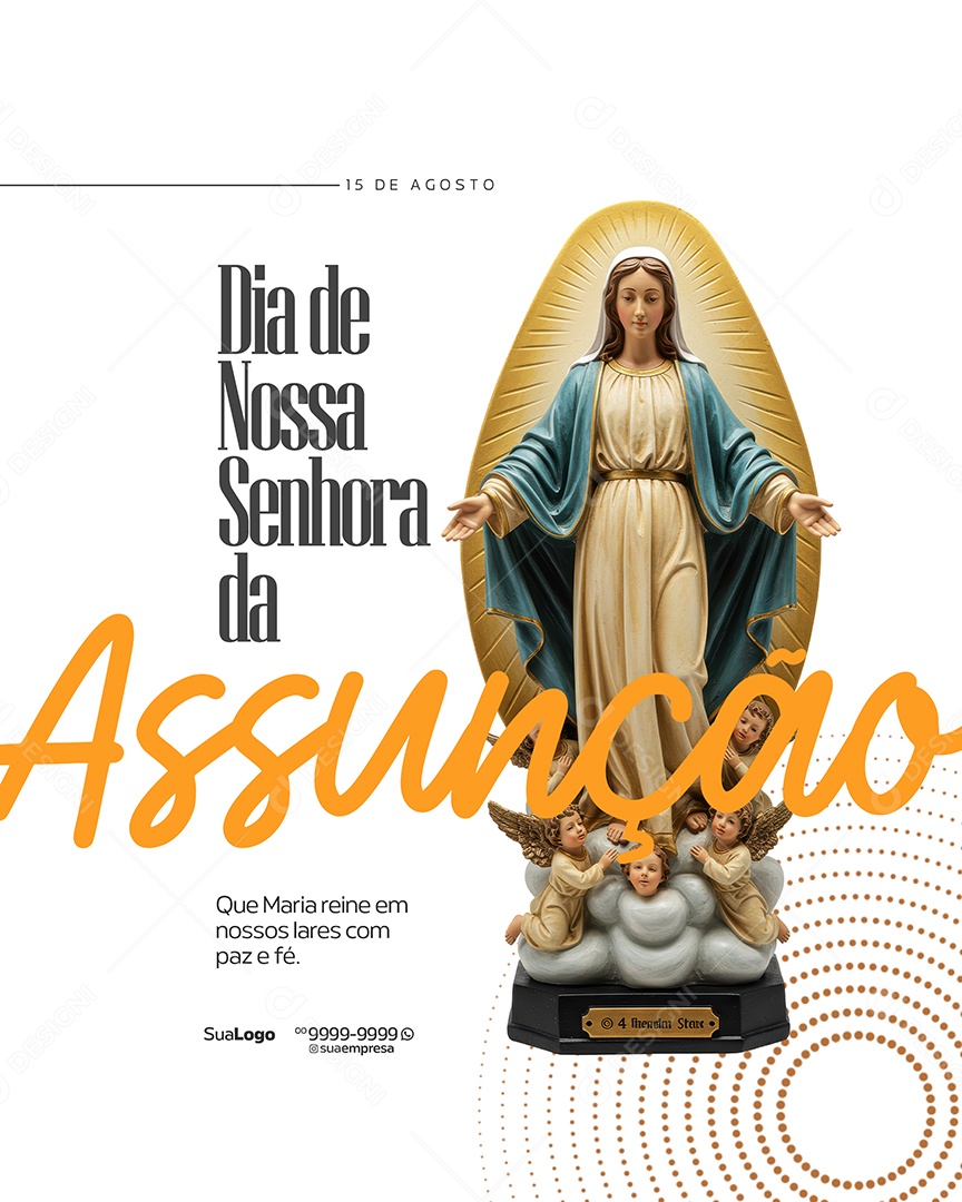 Dia de Nossa Senhora Assunção 15 de Agosto Social Media PSD Editável