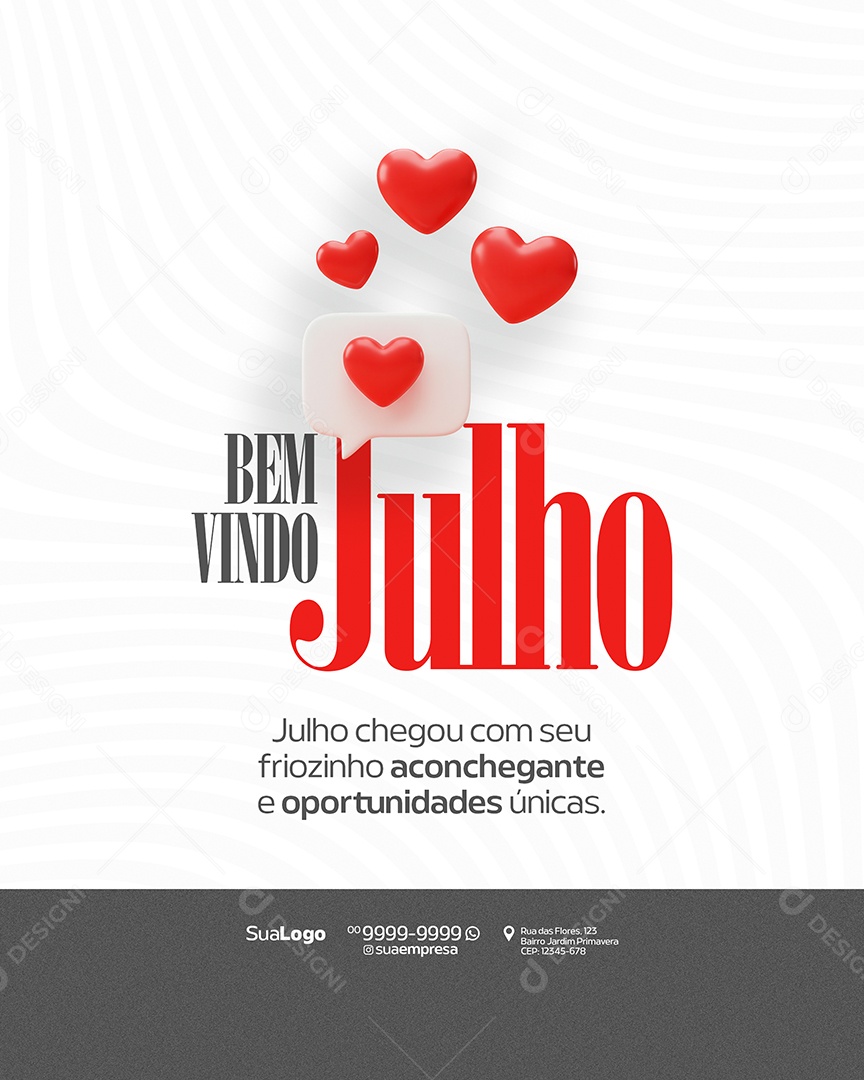 Bem Vindo Julho Social Media PSD Editável