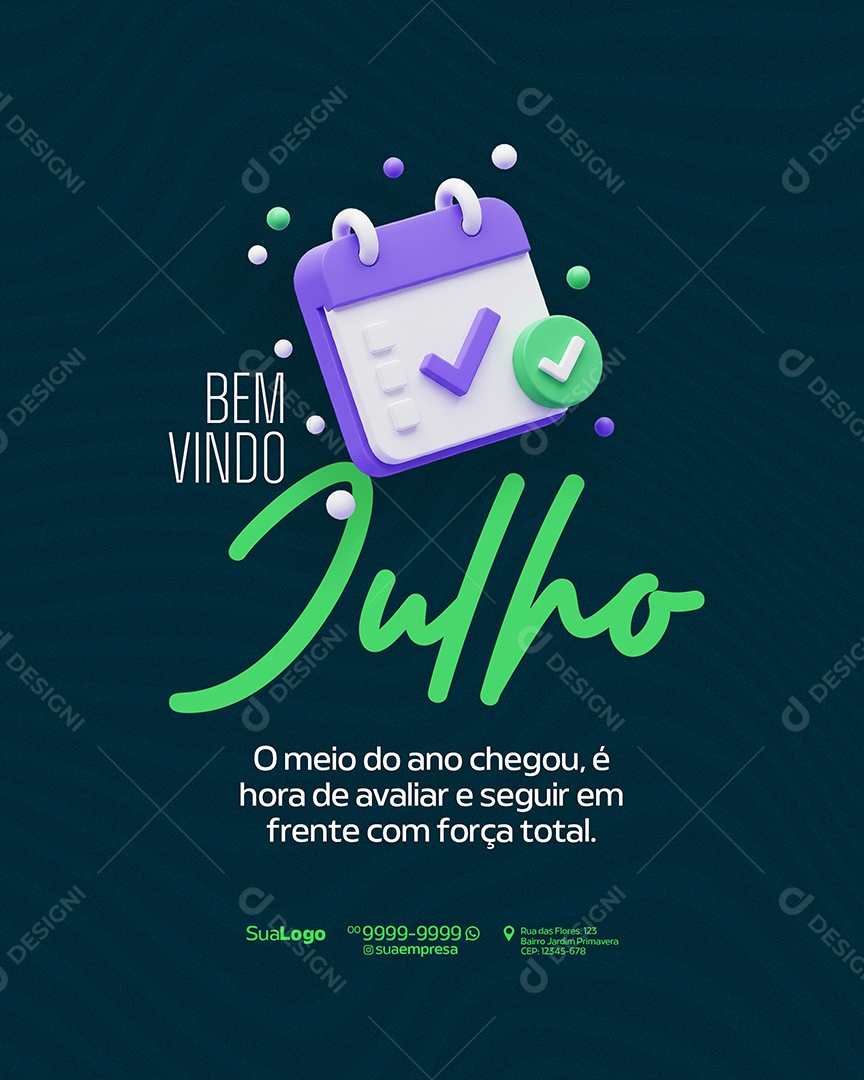 Bem Vindo Julho Social Media PSD Editável