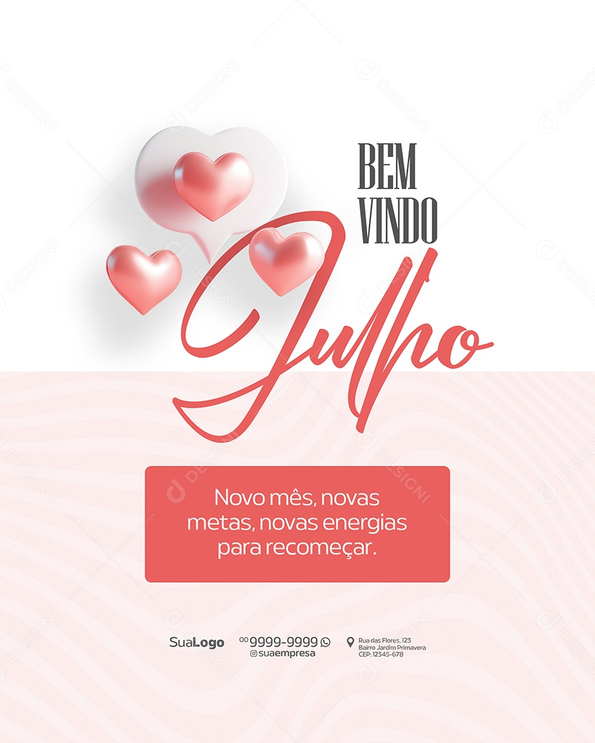 Bem Vindo Julho Social Media PSD Editável