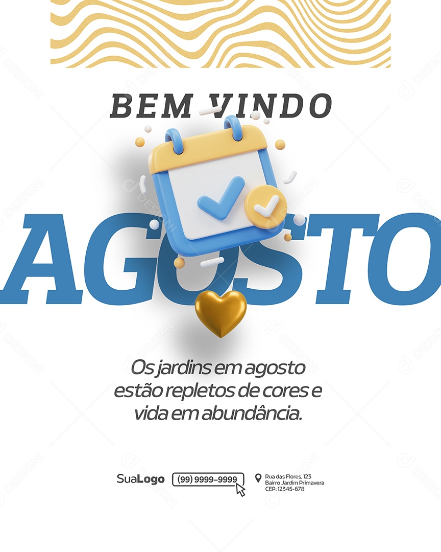 Bem Vindo Agosto Social Media PSD Editável
