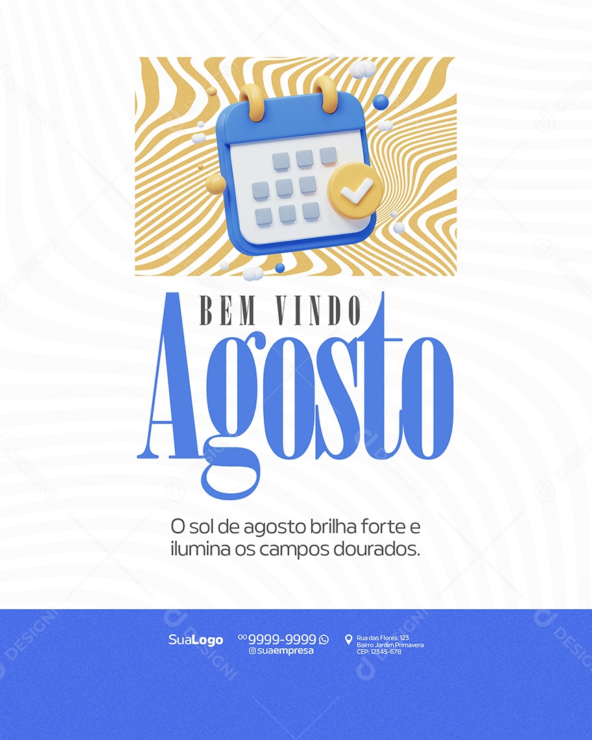 Bem Vindo Agosto Social Media PSD Editável
